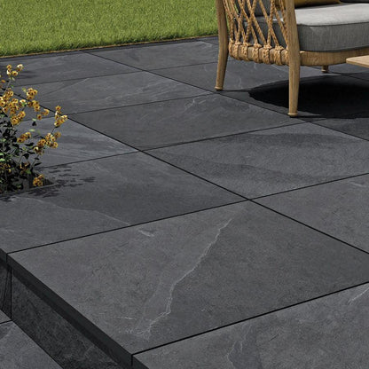 black paving slabs