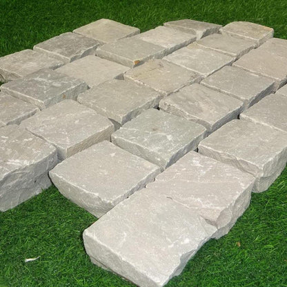 grey sandstone cobbles setts 100 x 100