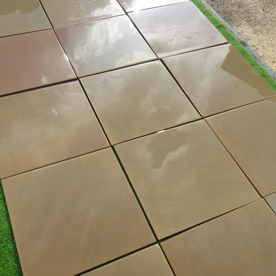 Raj green Indian sandstone slabs 600 x 600