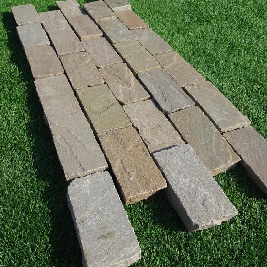 Raj green sandstone setts 200 x 100 x 50