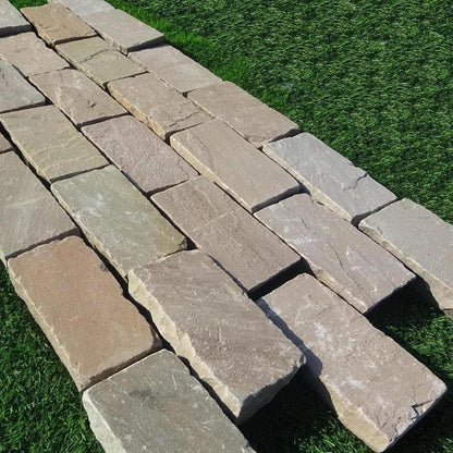 Raj green sandstone setts cobbles