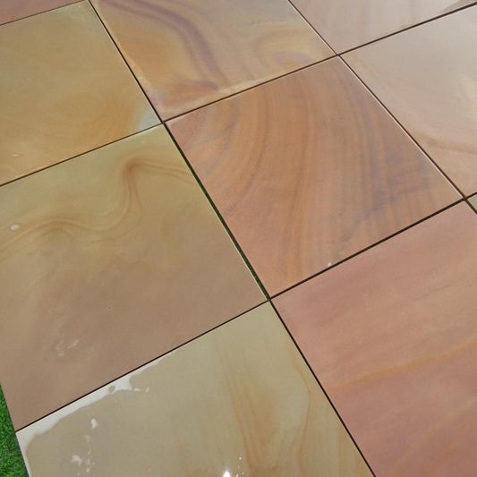 Rippon buff smooth sandstone paving 600 x 600