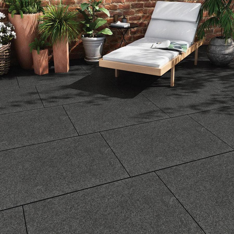 black basalt paving slabs