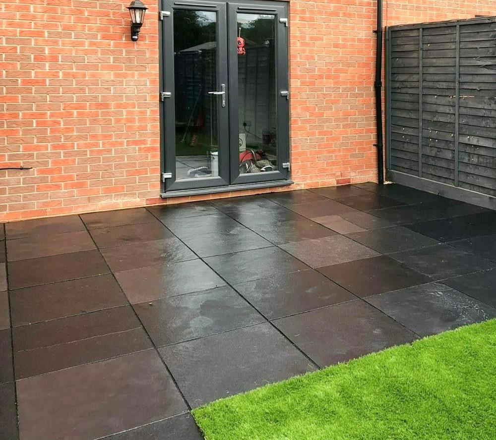 black limestone paving slabs 600 x 600