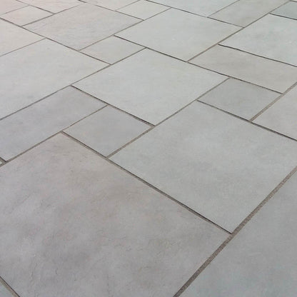 Dove grey limestone paving slabs