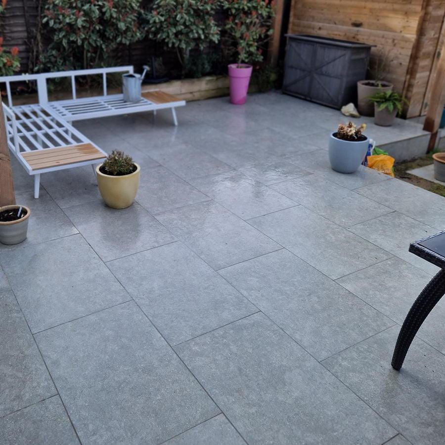 Fossil Grey Limestone Effect Porcelain Paving 900x600 £27.62/m2 - Paving Slabs UK