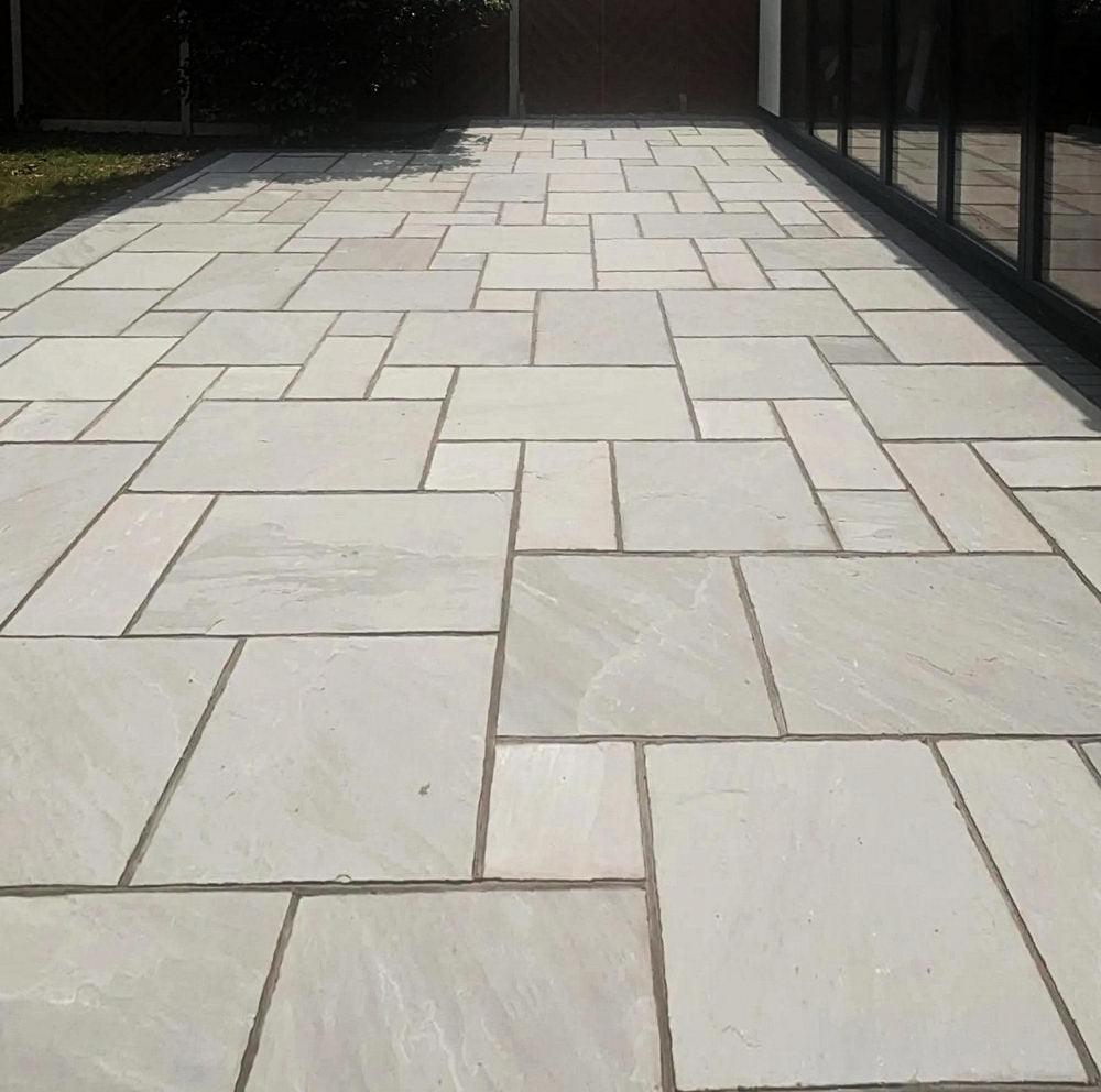 grey sandstone paving