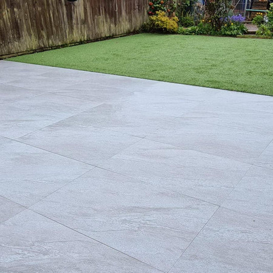 grey porcelain paving slabs