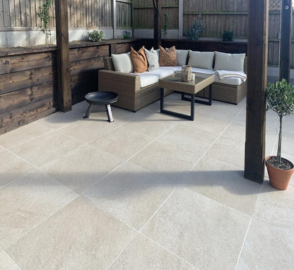 porcelain paving beige slabs