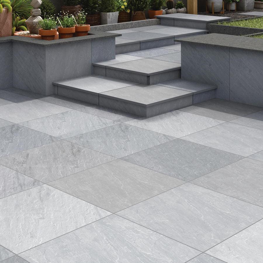 Kandla grey porcelain paving slabs