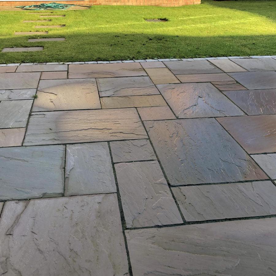 Raj green Indian sandstone paving