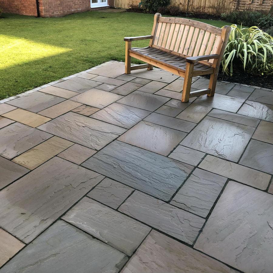 Raj green Indian stone patio slabs