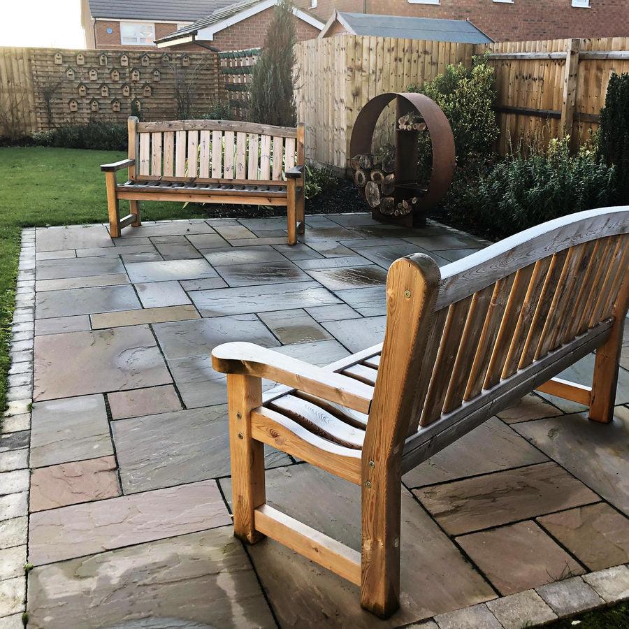 Raj green sandstone patio slabs